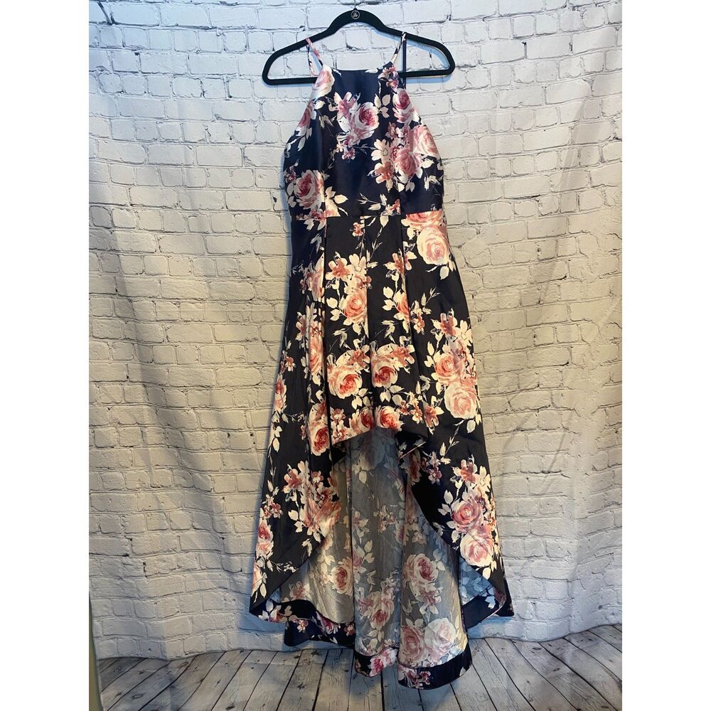 Speechless Size 13 Hi Low Halter Dress Floral Print Pockets Prom Formal NWT